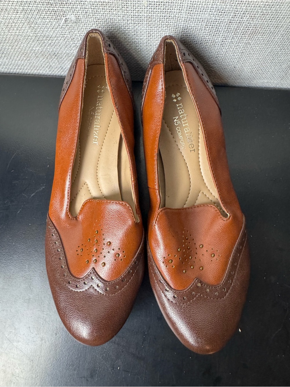 Naturalizer Two-Tone Brown & Cognac Leather Loafers